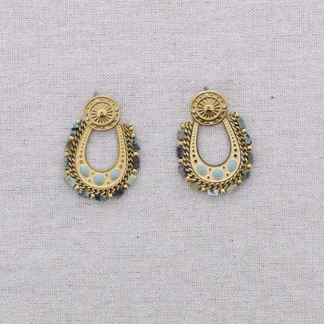 STEEL EARRINGS WITH ENAMEL BEADS