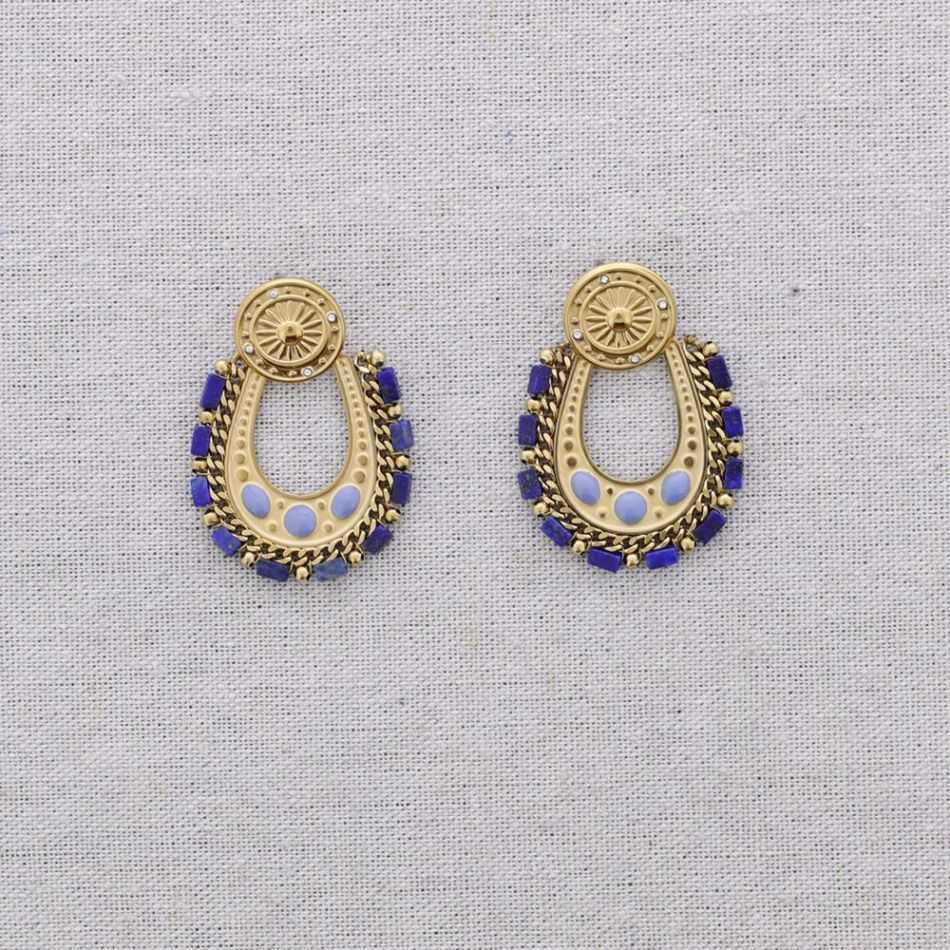 STEEL EARRINGS WITH ENAMEL BEADS
