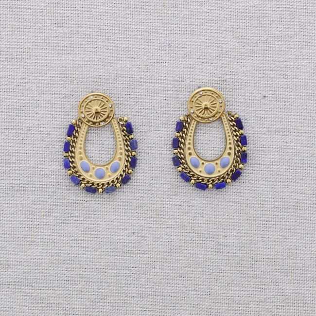 STEEL EARRINGS WITH ENAMEL BEADS
