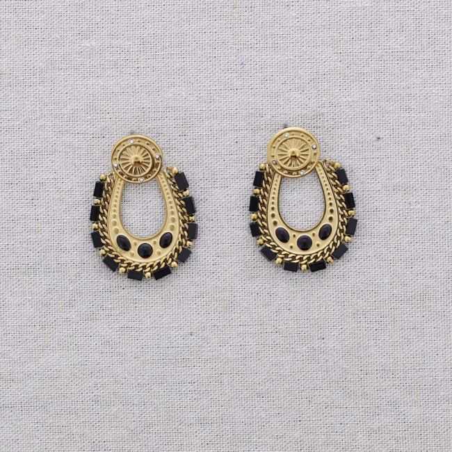 STEEL EARRINGS WITH ENAMEL BEADS