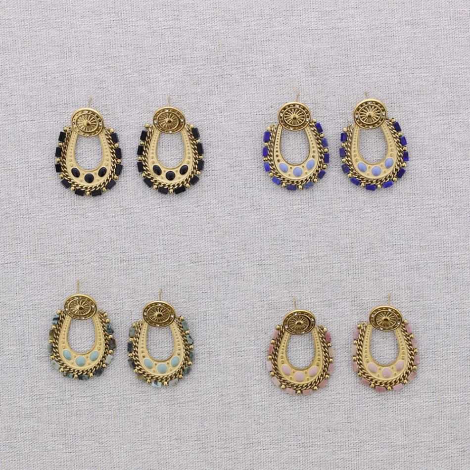 STEEL EARRINGS WITH ENAMEL BEADS