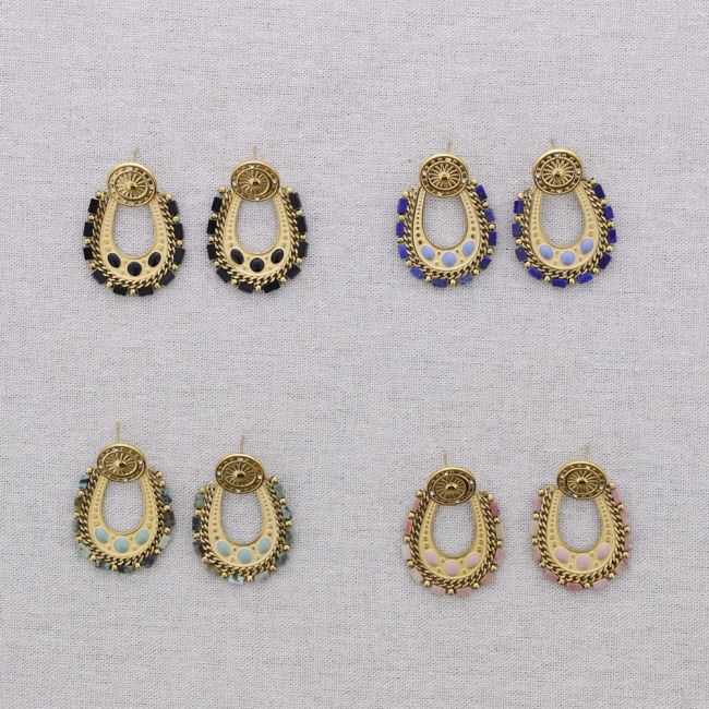 STEEL EARRINGS WITH ENAMEL BEADS