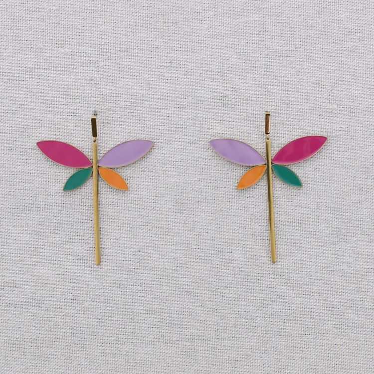 PENDIENTES ACERO LIBÉLULA ESMALTE
