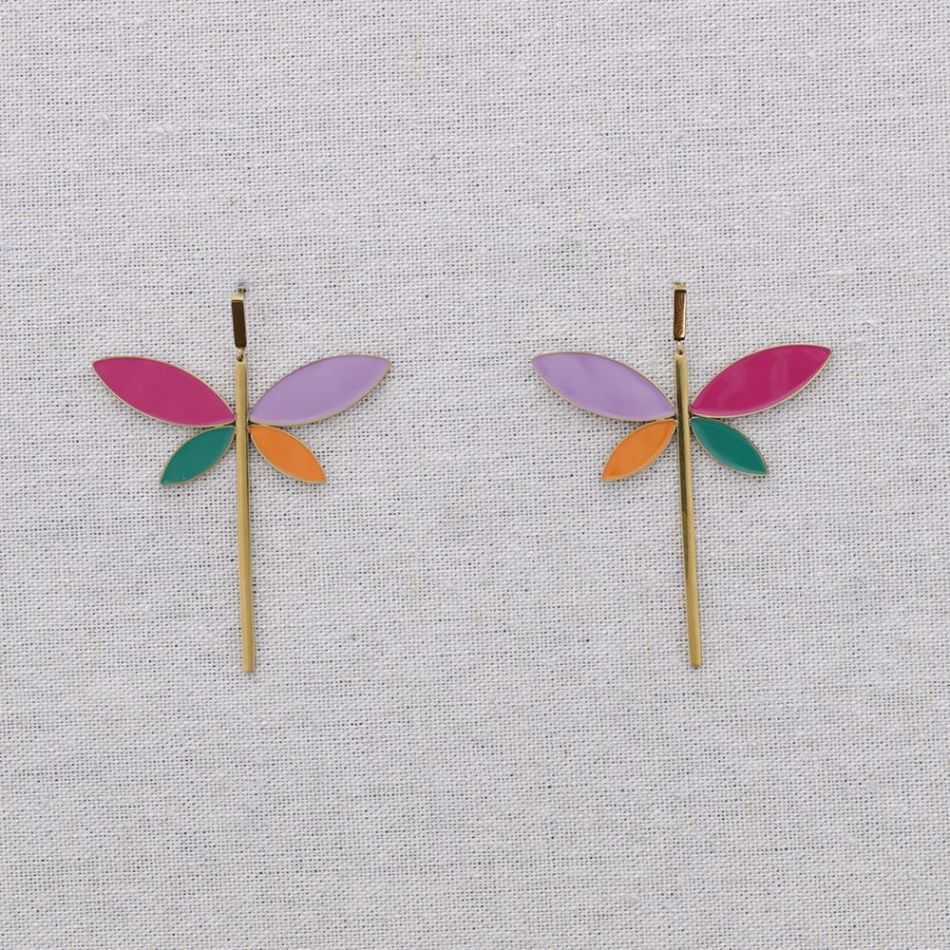 ENAMEL DRAGONFLY STEEL EARRINGS