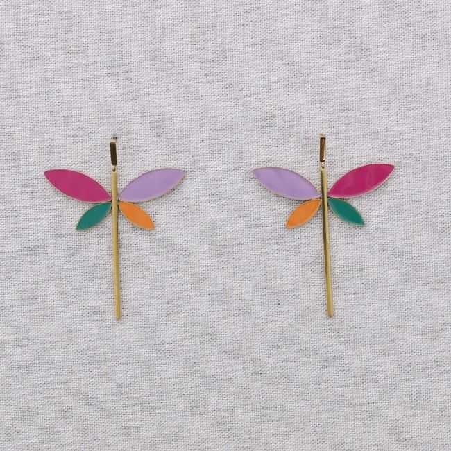ENAMEL DRAGONFLY STEEL EARRINGS