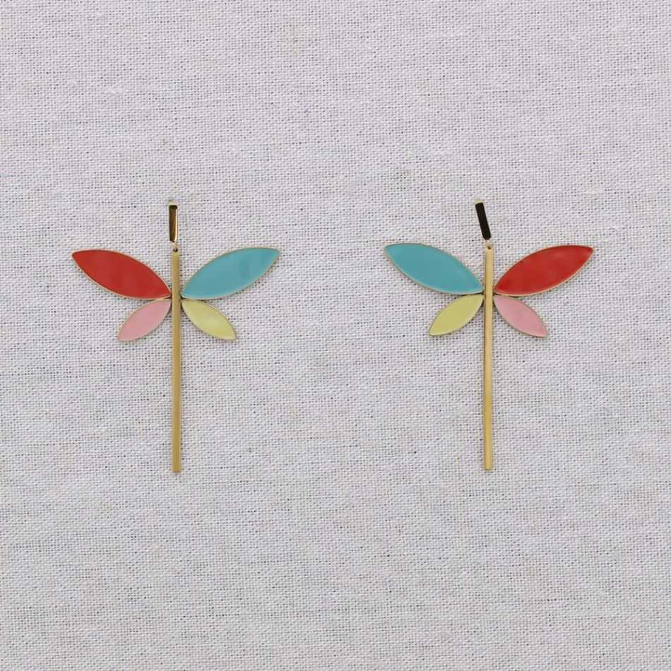 ENAMEL DRAGONFLY STEEL EARRINGS