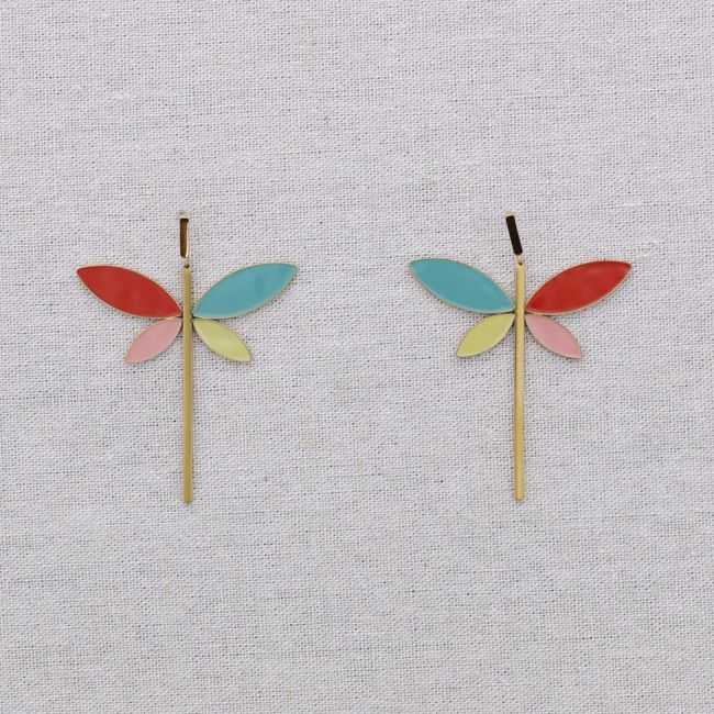 PENDIENTES ACERO LIBÉLULA ESMALTE