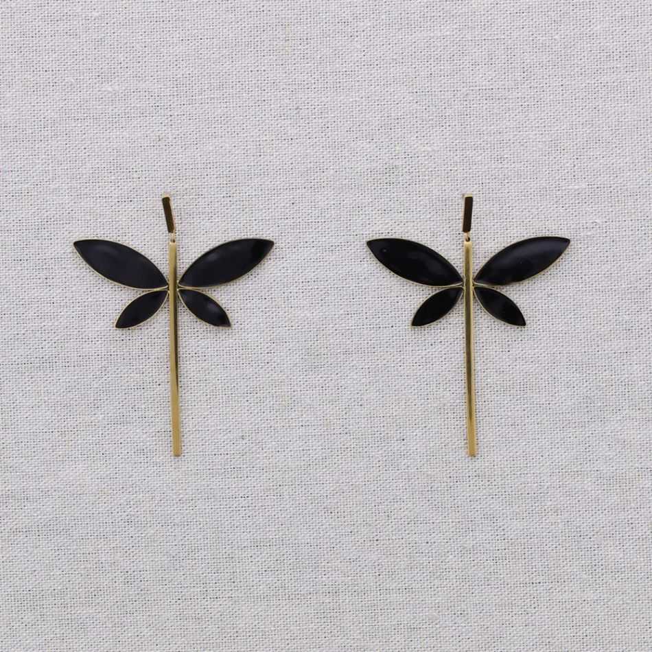 ENAMEL DRAGONFLY STEEL EARRINGS