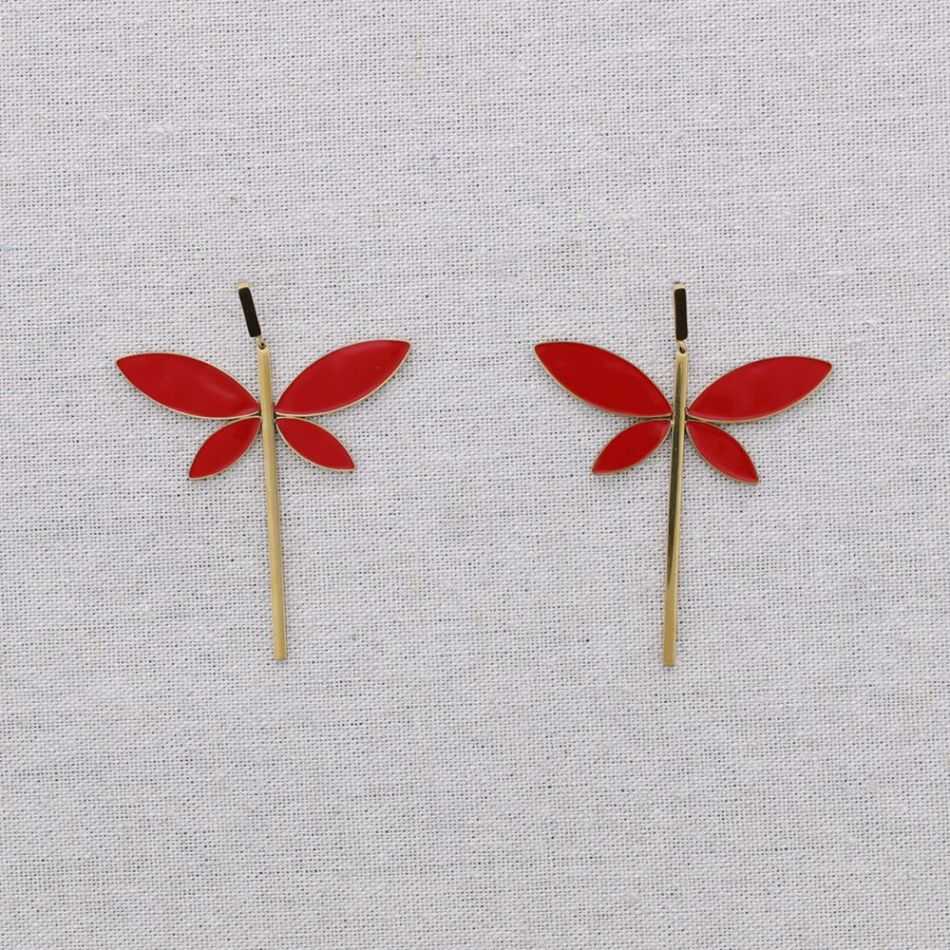 ENAMEL DRAGONFLY STEEL EARRINGS