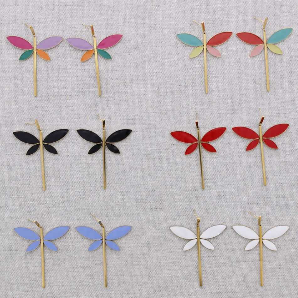 PENDIENTES ACERO LIBÉLULA ESMALTE