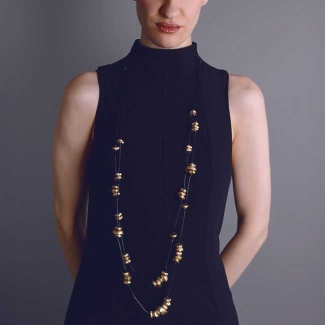 COLLAR LARGO DOBLE CUENTAS METAL