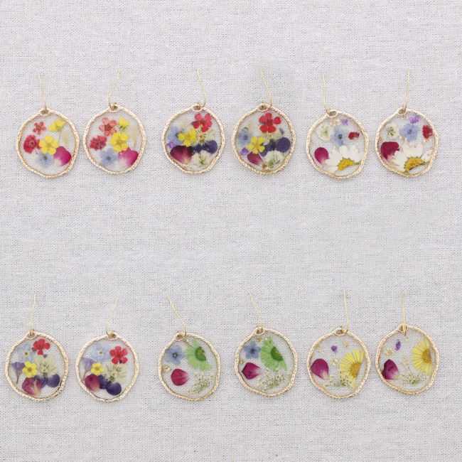 DRIED FLOWER PENDANT STEEL EARRINGS