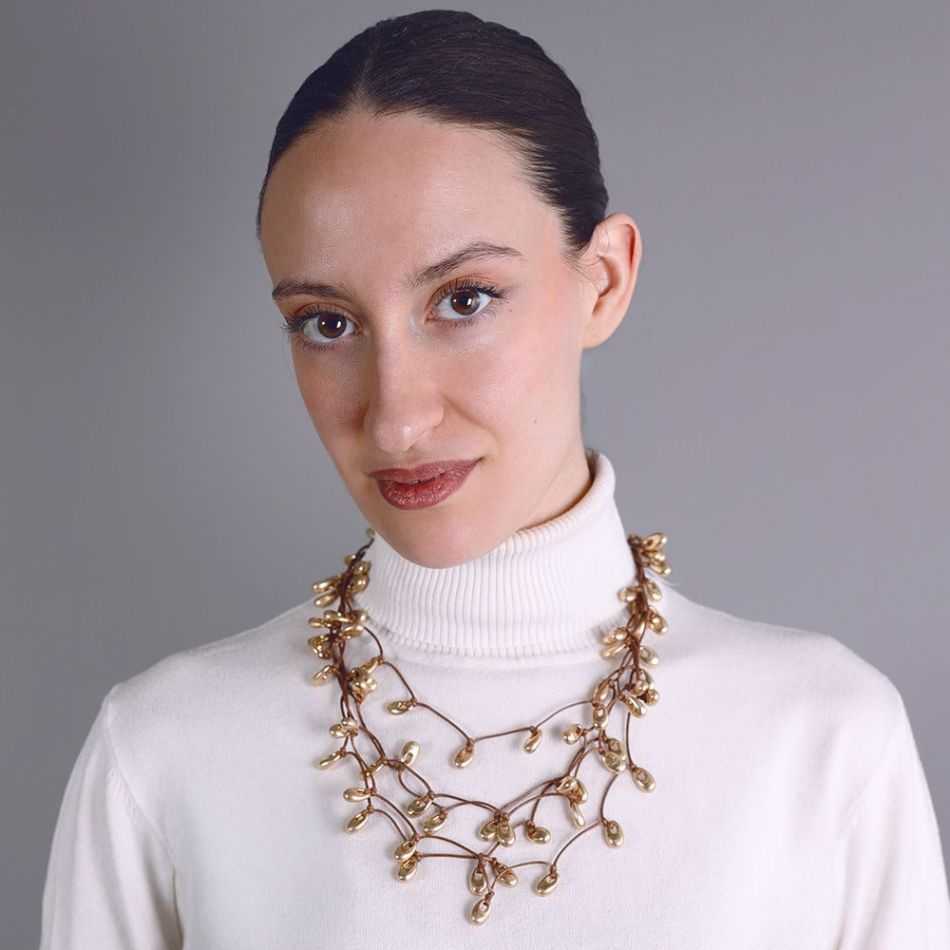 GARGANTILLA MULTI TIRAS COLGANTE GOTAS METAL