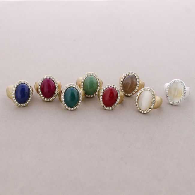 ELASTIC METAL STONE CRYSTAL RING