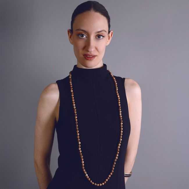 COLLAR LARGO CUENTAS MADERA 120CM