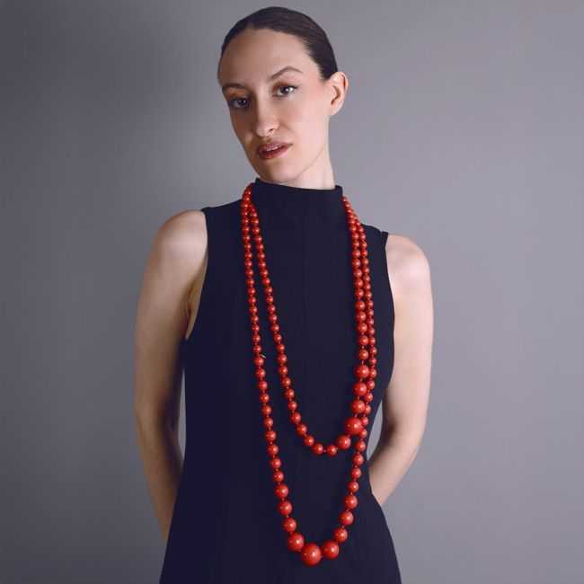 SET LONG NECKLACE BEADS RESIN