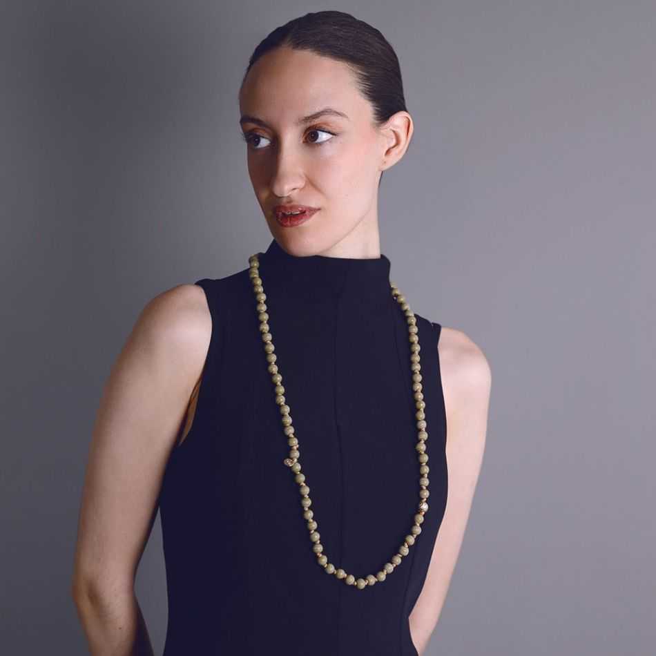 LONG WOODEN BEAD NECKLACE 100CM