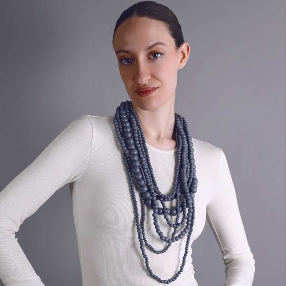 LONG MULTI-BEAD WOODEN NECKLACE