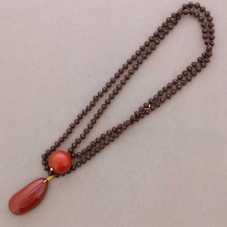 COLLAR LARGO CUENTAS CRISTALES FACETADOS COLGANTE RESINA 8MM 120CM 2