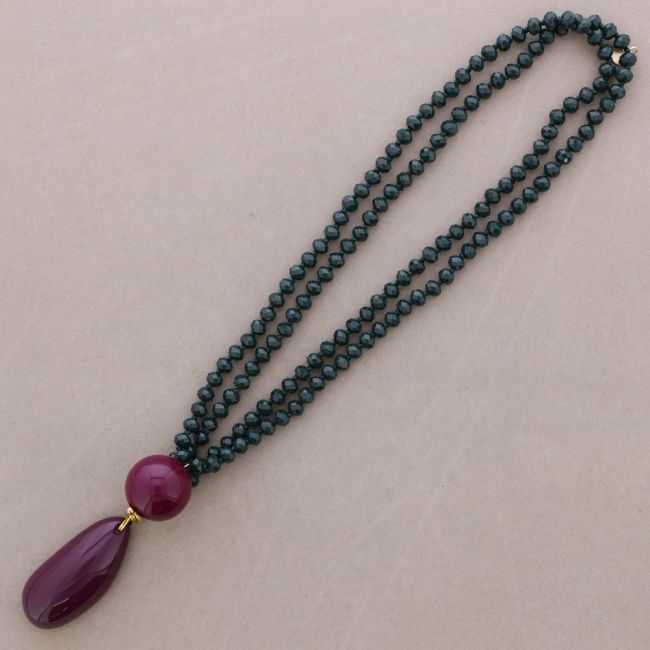 COLLAR LARGO CUENTAS CRISTALES FACETADOS COLGANTE RESINA 8MM 120CM