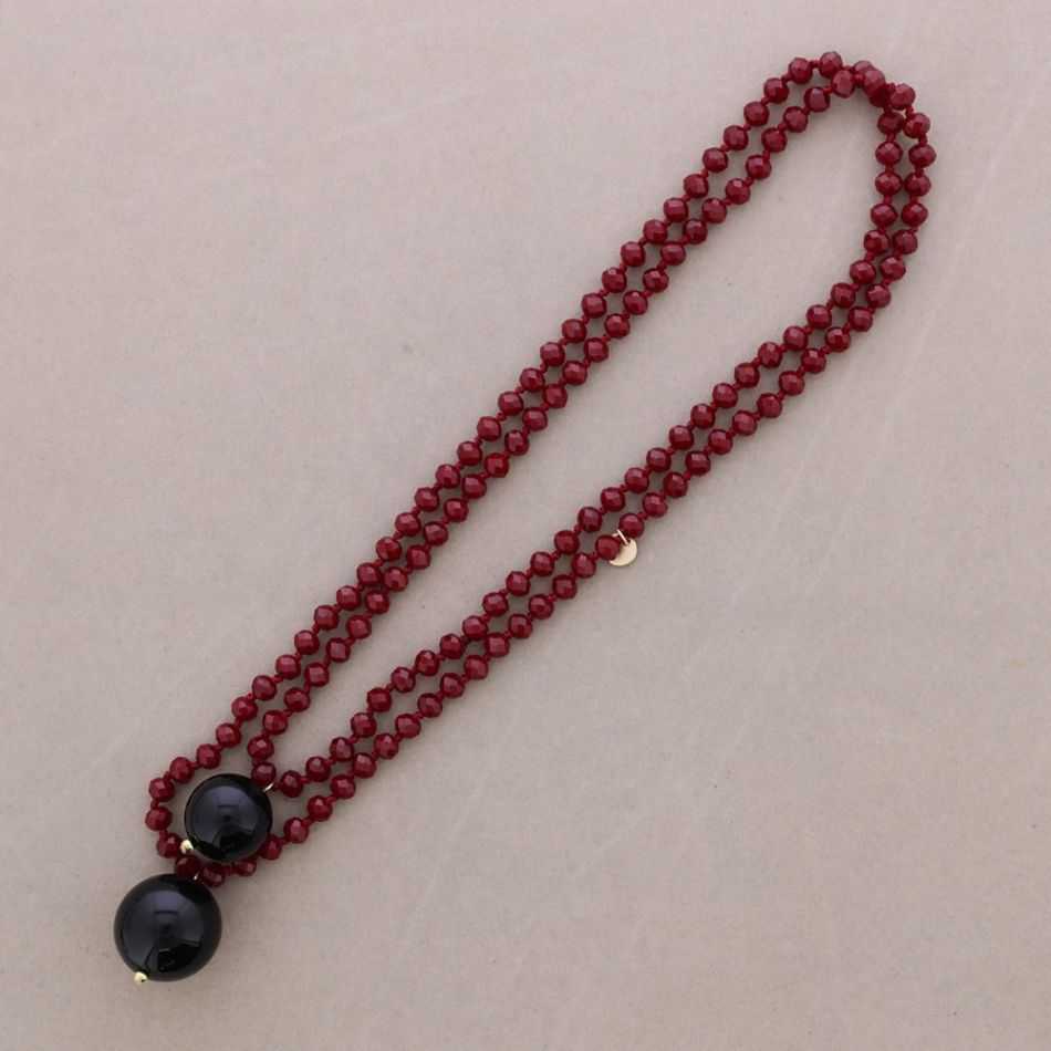 COLLAR LARGO CUENTAS CRISTALES FACETADOS COLGANTES DOBLE BOLA RESINA 8MM 120CM
