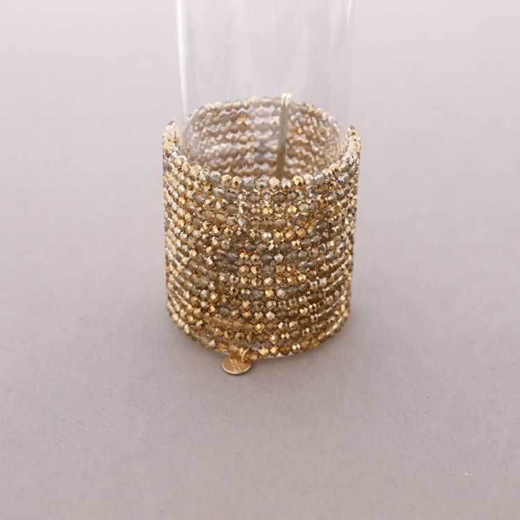 PULSERA ELÁSTICA MULTI CUENTAS CRISTALES FACETADOS METAL