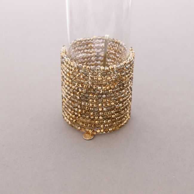 PULSERA ELÁSTICA MULTI CUENTAS CRISTALES FACETADOS METAL