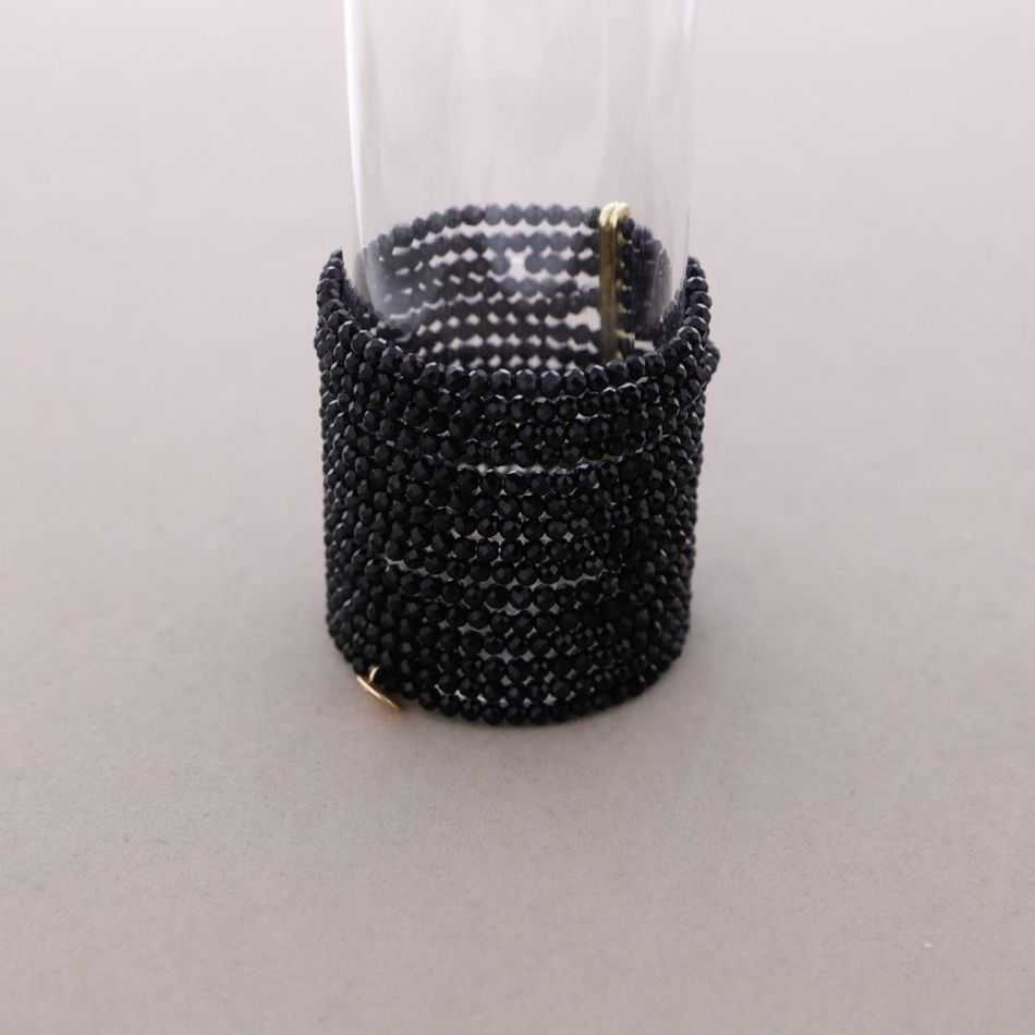 PULSERA ELÁSTICA MULTI CUENTAS CRISTALES FACETADOS METAL