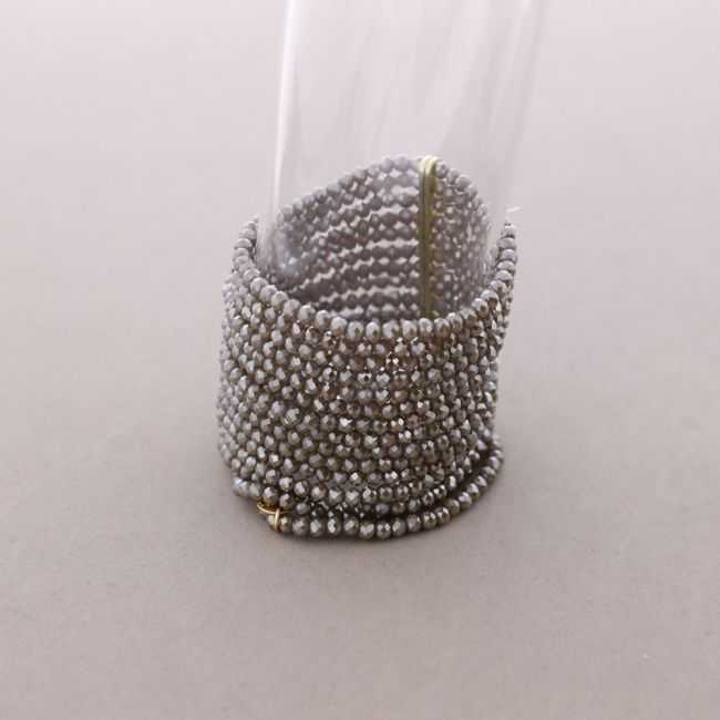 PULSERA ELÁSTICA MULTI CUENTAS CRISTALES FACETADOS METAL