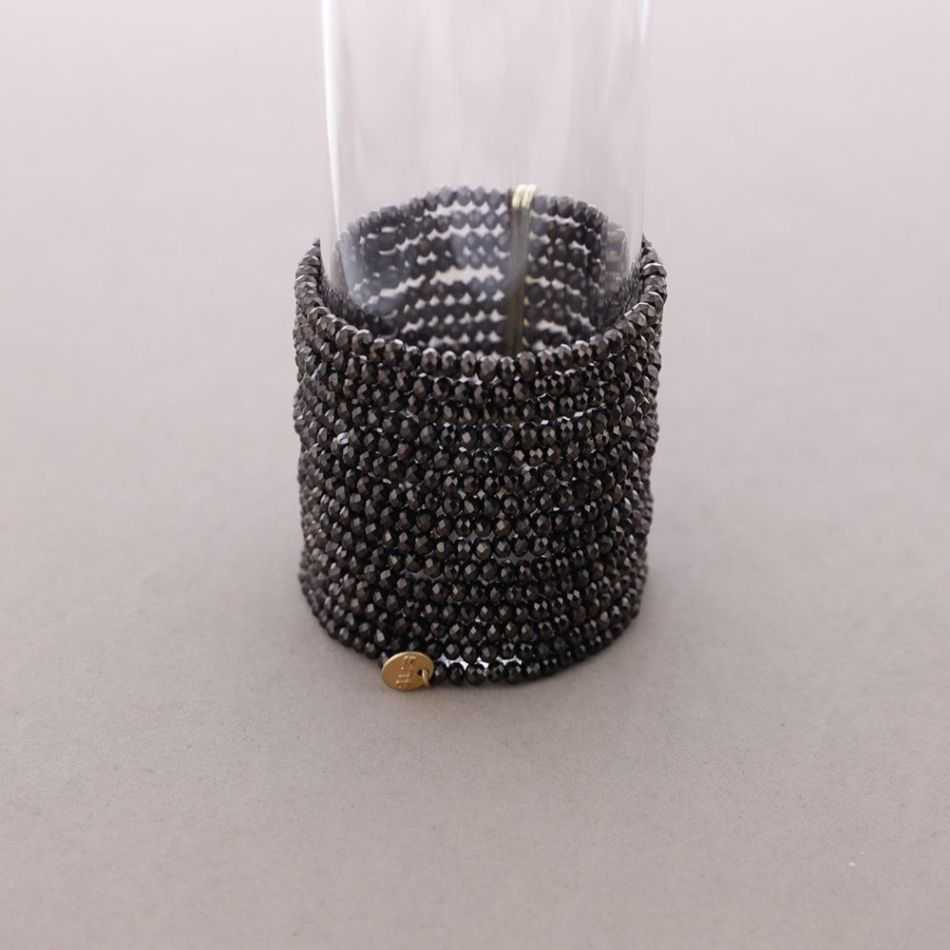 PULSERA ELÁSTICA MULTI CUENTAS CRISTALES FACETADOS METAL
