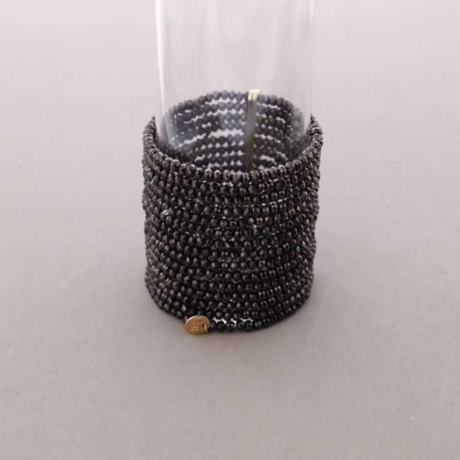 PULSERA ELÁSTICA MULTI CUENTAS CRISTALES FACETADOS METAL