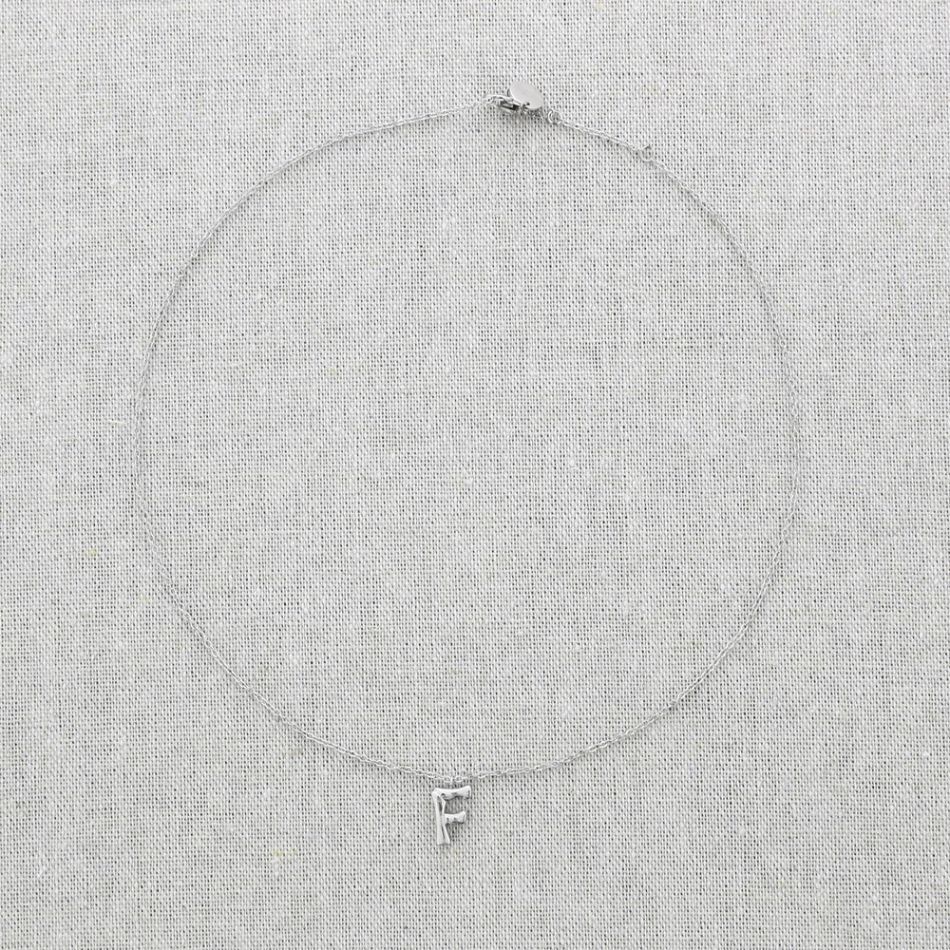 BAMBOO INITIAL F STEEL SHORT NECKLACE