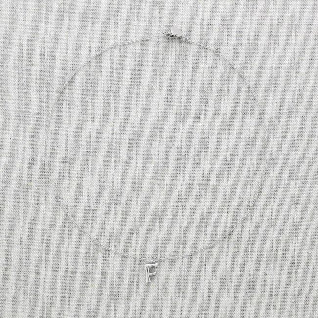 BAMBOO INITIAL F STEEL SHORT NECKLACE