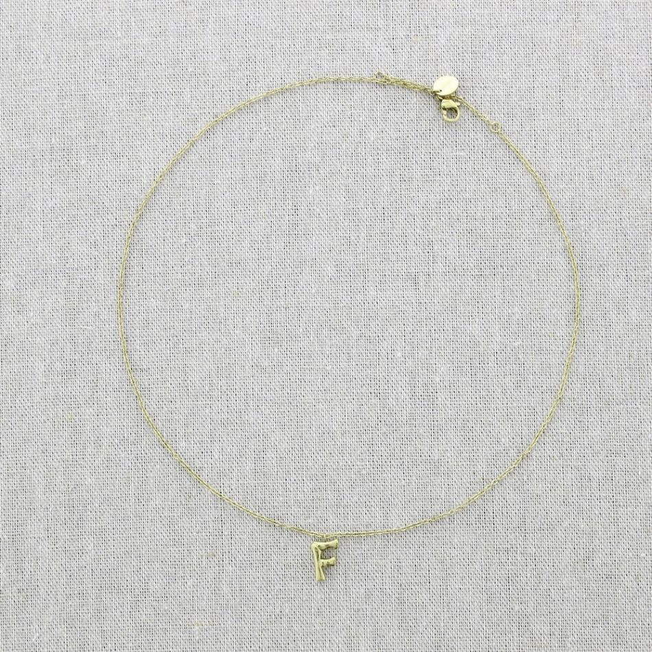 BAMBOO INITIAL F STEEL SHORT NECKLACE
