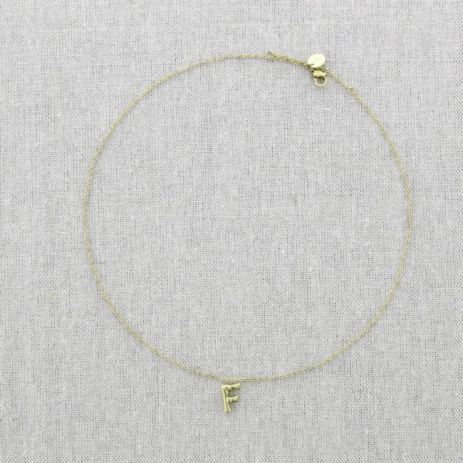 BAMBOO INITIAL F STEEL SHORT NECKLACE