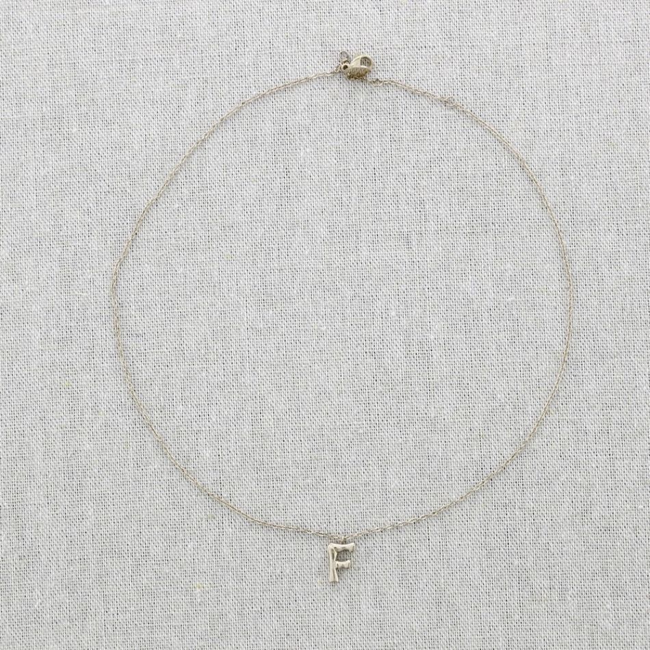 BAMBOO INITIAL F STEEL SHORT NECKLACE