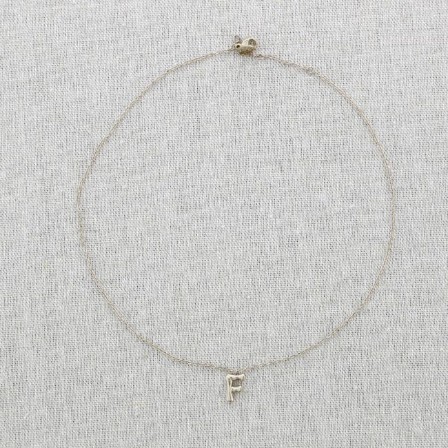 BAMBOO INITIAL F STEEL SHORT NECKLACE