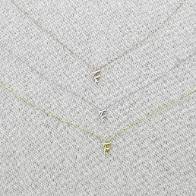 BAMBOO INITIAL F STEEL SHORT NECKLACE