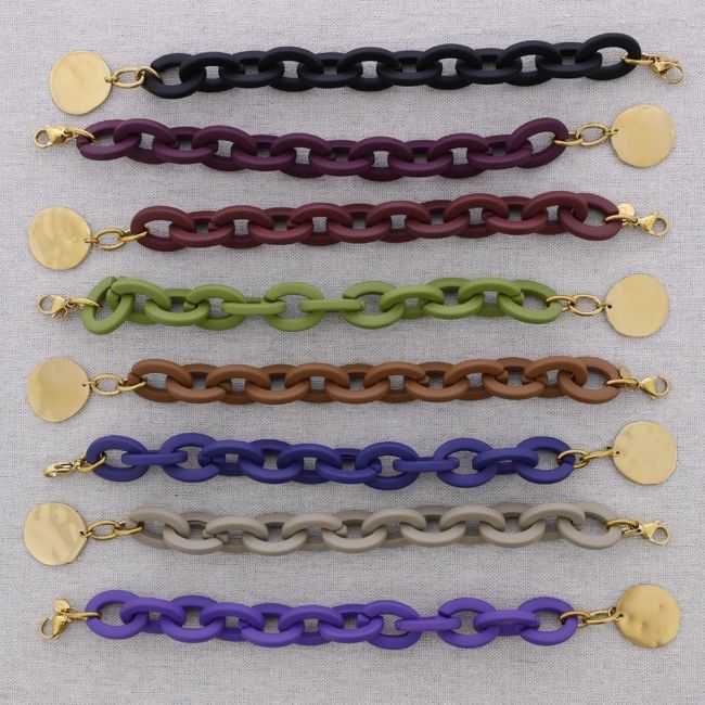 PULSERA ACERO ESLABONES RESINA