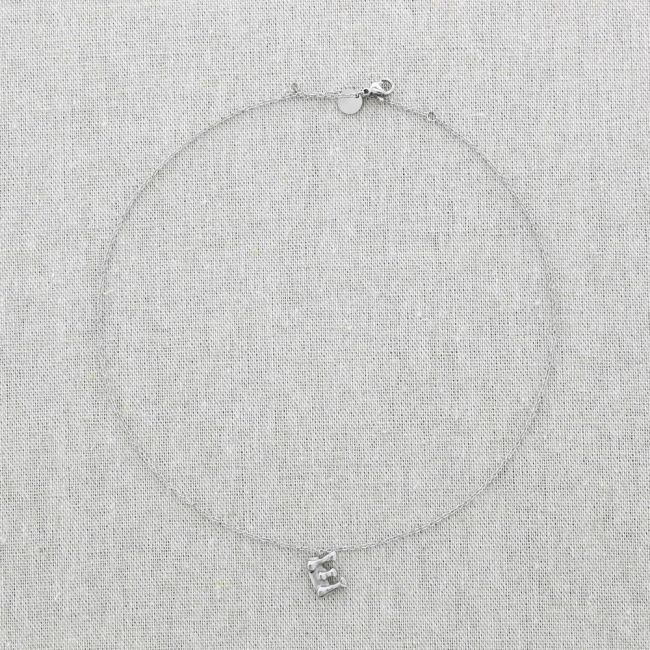 STEEL SHORT NECKLACE E BAMBOO INITIAL