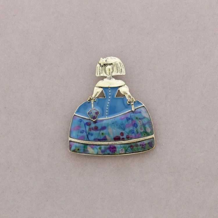 BROCHE MENINA PAÑUELO METAL ESMALTE