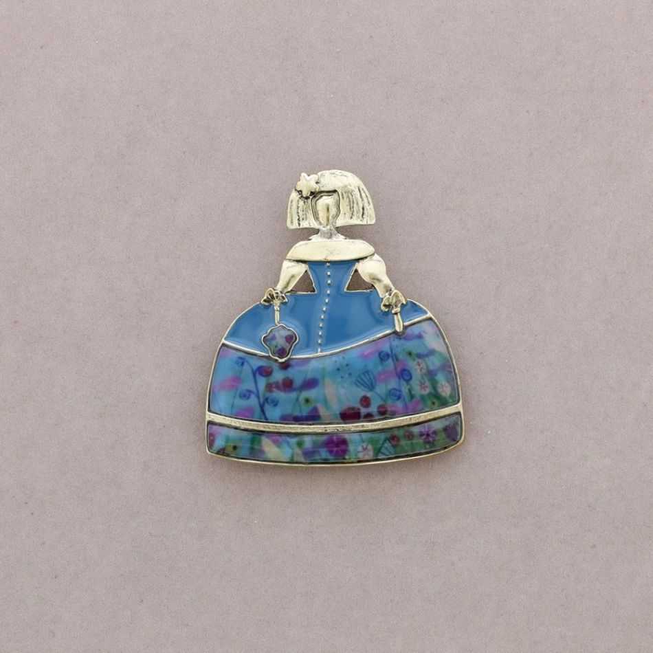 BROCHE MENINA PAÑUELO METAL ESMALTE