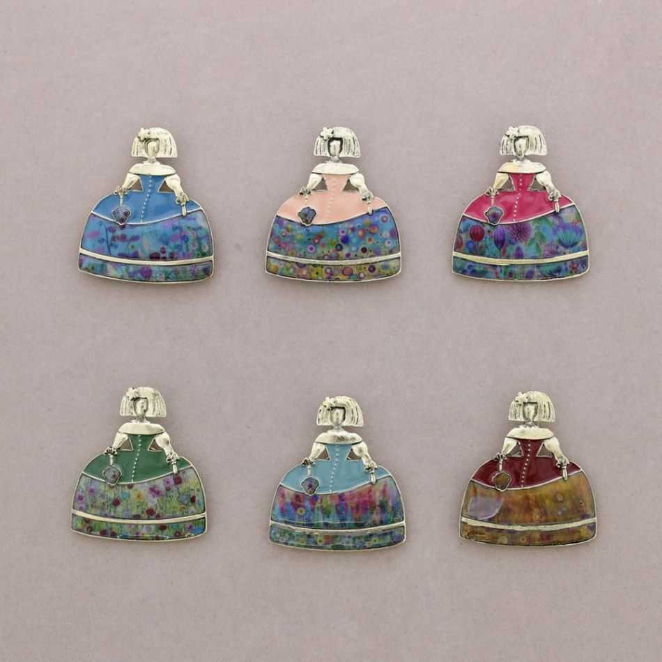 BROCHE MENINA PAÑUELO METAL ESMALTE