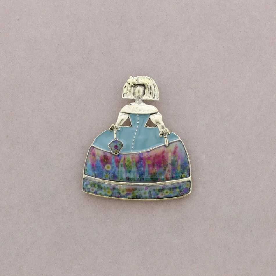 BROCHE MENINA PAÑUELO METAL ESMALTE