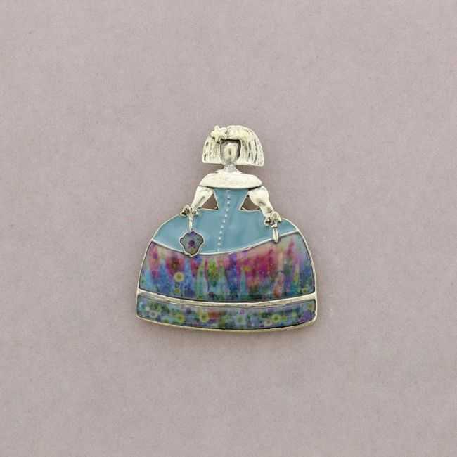 BROCHE MENINA PAÑUELO METAL ESMALTE