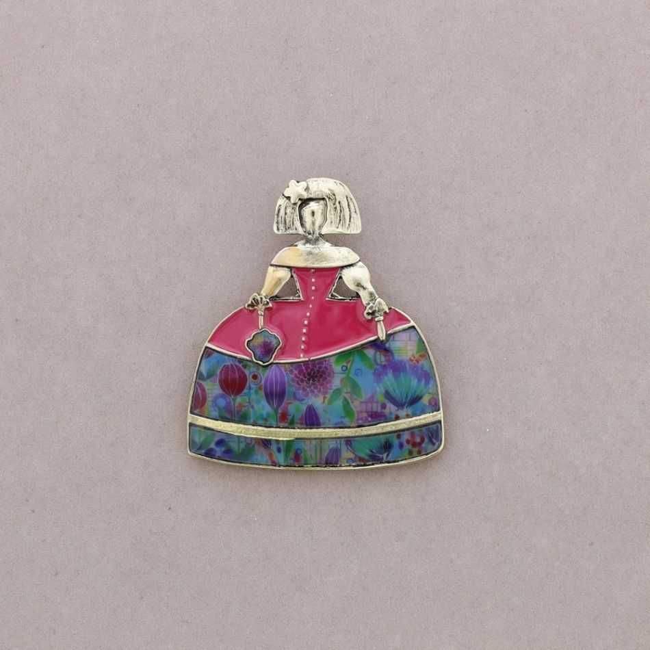 BROCHE MENINA PAÑUELO METAL ESMALTE