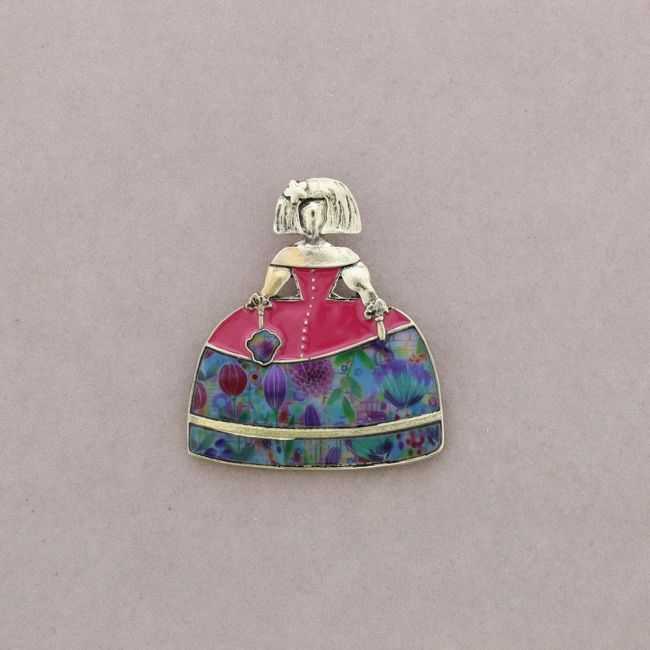 BROCHE MENINA PAÑUELO METAL ESMALTE