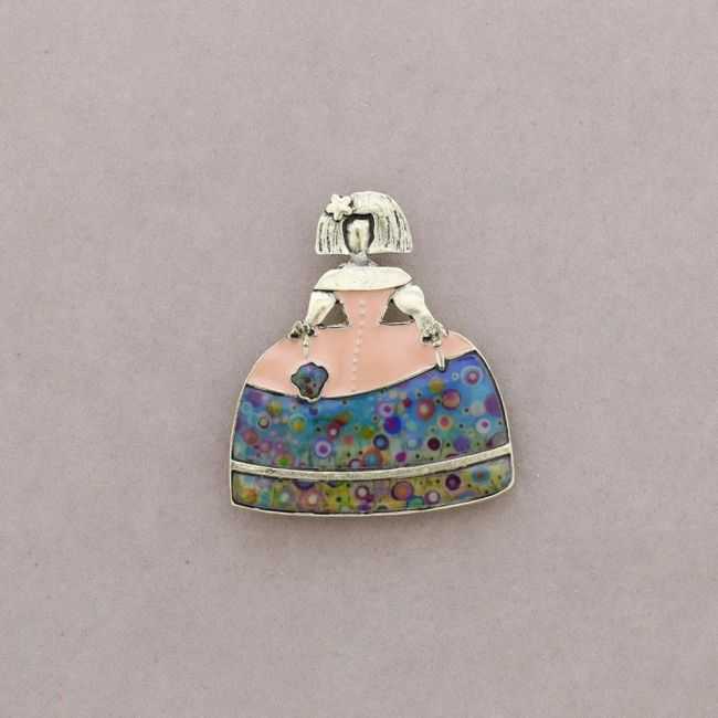 BROCHE MENINA PAÑUELO METAL ESMALTE
