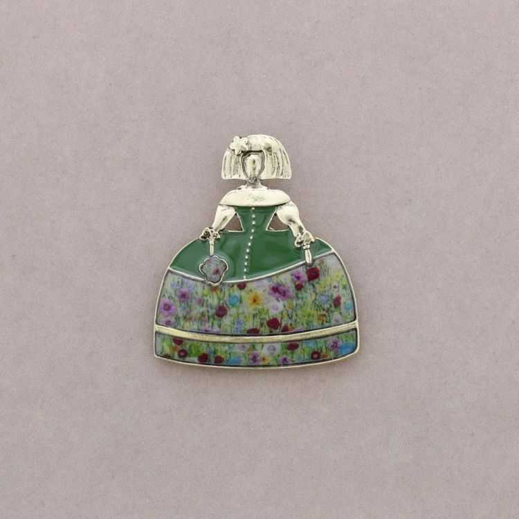 BROCHE MENINA PAÑUELO METAL ESMALTE 2