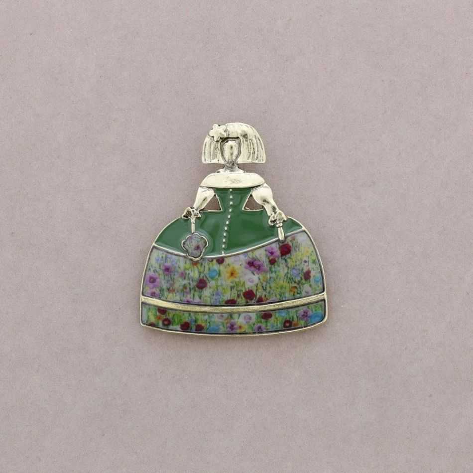BROCHE MENINA PAÑUELO METAL ESMALTE